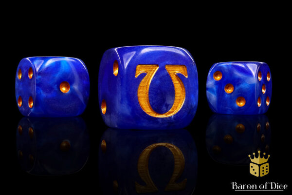 Baron of Dice - Omega, Gold 16mm Round Corner Dice (25)