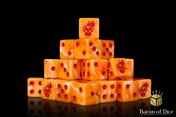Baron of Dice - Mayan Skull 16mm Square Corner Dice (25)