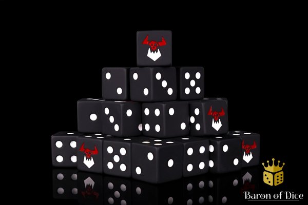 Baron of Dice - Black Orcs 16mm Square Corner Dice (25)
