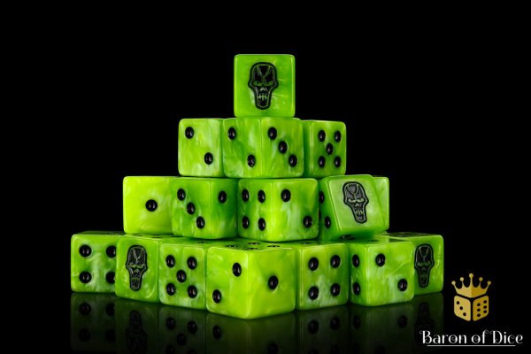 Baron of Dice - Day of the Dead, Skull 16mm Square Corner Dice (25)