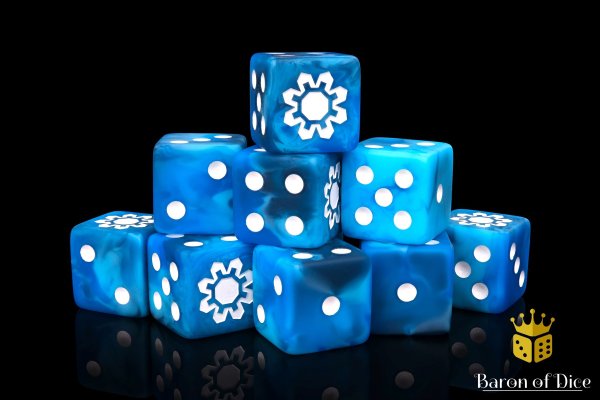 Baron of Dice - Frozen Cog 16mm Square Corner Dice (25)