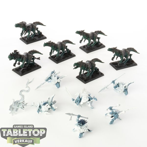 Lizardmen - 6 x Saurus Knights - teilweise bemalt