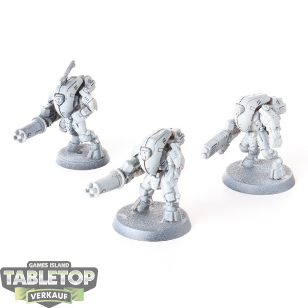 Tau Empire - 3 x XV25 Stealth Battlesuits - teilweise bemalt