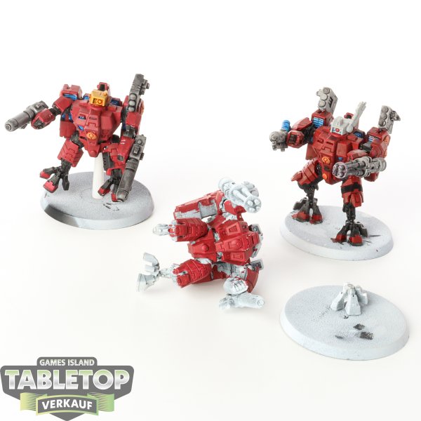 Tau Empire - 3 x XV8 Crisis Battlesuit Team - bemalt