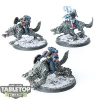 Space Wolves - 3 Thunderwolf Cavalry - teilweise bemalt