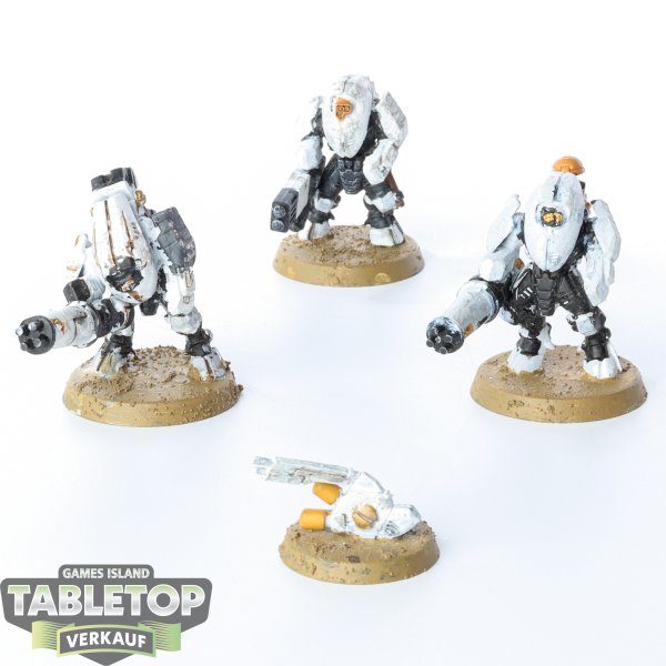 Tau Empire - 3 x XV25 Stealth Battlesuits - teilweise bemalt