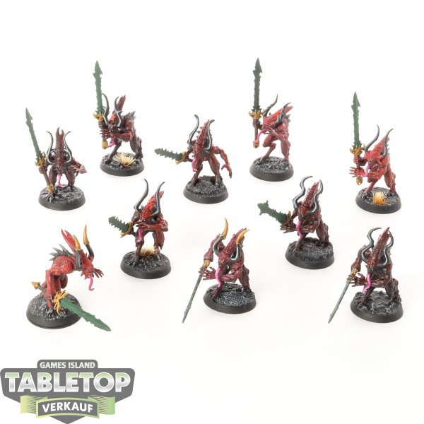 Chaos Daemons - 10 Daemons Of Khorne Bloodletters - bemalt