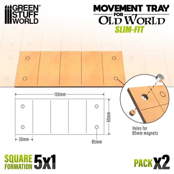 Green Stuff World - MDF Movement Trays - Slimfit 150x60mm