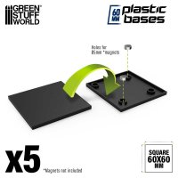 Green Stuff World - Black Plastic Bases - Square 60 mm