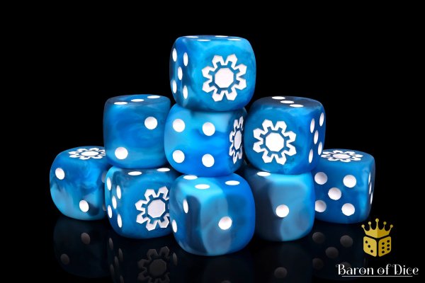 Baron of Dice - Frozen Cog 16mm Round Corner Dice (25)