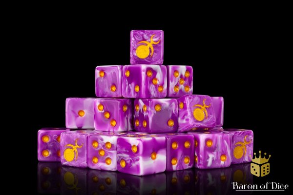 Baron of Dice - Gluttony, Gold Inlay 16mm Square Corner Dice (25)