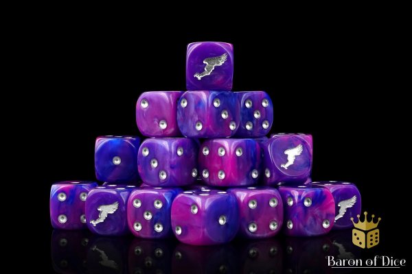 Baron of Dice - Children of Profligacy, Silver Inlay 16mm Round Corner Dice (25)