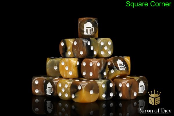 Baron of Dice - Beer Mug 16mm Square Corner Dice (25)