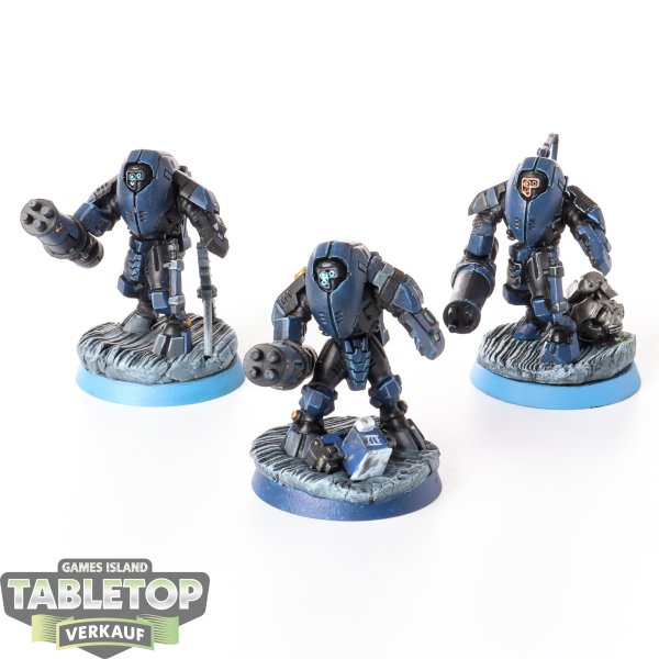 Tau Empire - 3 XV25 Stealth Battlesuits - bemalt