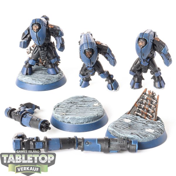 Tau Empire - 3 XV25 Stealth Battlesuits - bemalt