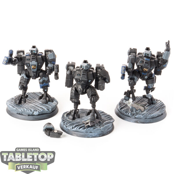 Tau Empire - 3 XV8 Crisis Battlesuit Team - grundiert