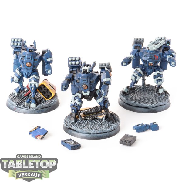 Tau Empire - 3 XV8 Crisis Battlesuit Team - bemalt