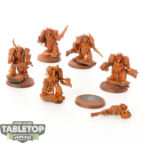 Death Guard - 5x Blightlord Terminators - teilweise bemalt