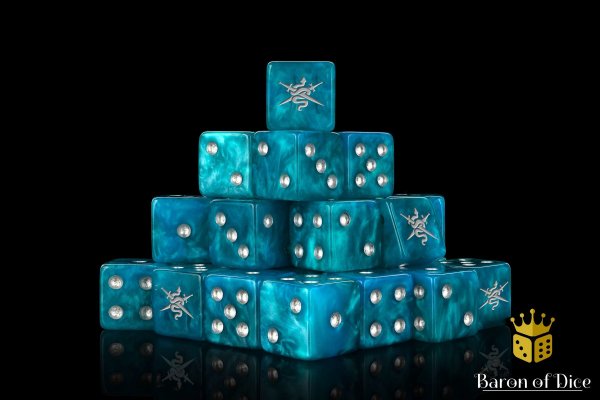 Baron of Dice - Shadow Vipers, Blue 16mm Square Corner Dice (25)