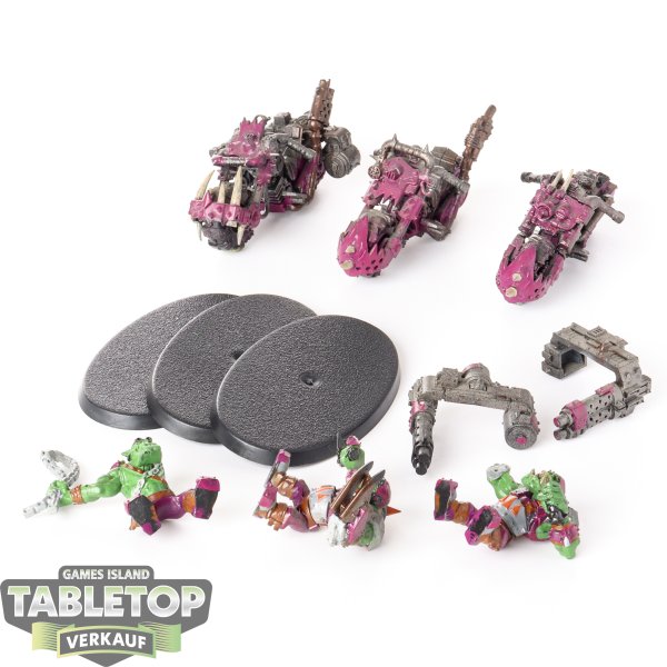 Orks - 3x Ork Warbiker Mob - bemalt