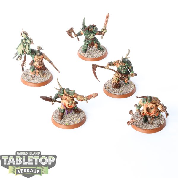 Maggotkin of Nurgle - 5 Putrid Blightkings - bemalt