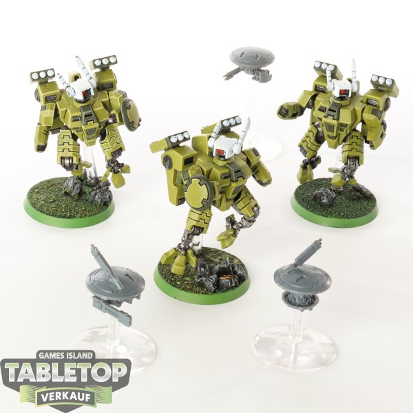 Tau Empire - 3 x XV8 Crisis Battlesuit Team klassisch - bemalt