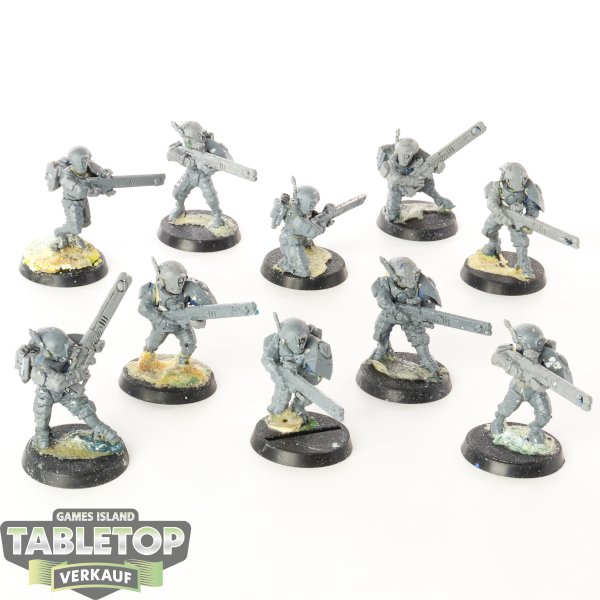 Tau Empire - 10 x Fire Warriors Strike Team - teilweise bemalt