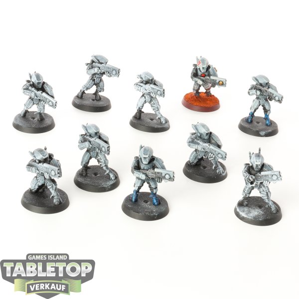 Tau Empire - 10 x Fire Warriors Breacher Team - teilweise bemalt