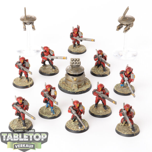 Tau Empire - 10 x Fire Warriors Strike Team - teilweise bemalt