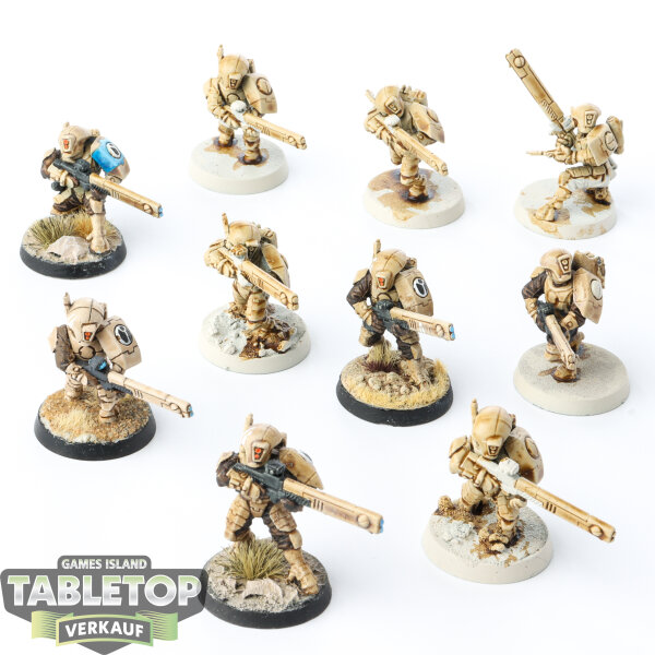 Tau Empire - 10 x Fire Warriors Strike Team - teilweise bemalt