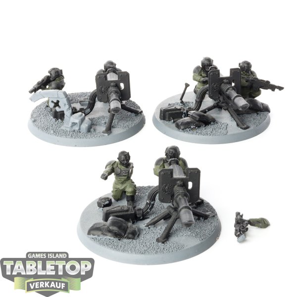 Astra Militarum - 3 Cadian Heavy Weapon Teams klassisch - teilweise bemalt