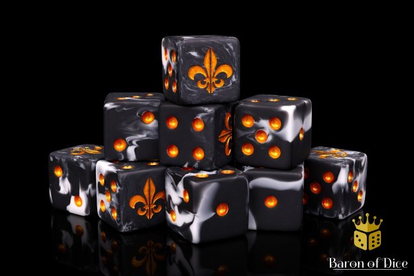 Baron of Dice - Fleur de Lis, Heritage 16mm Square Corner Dice (25)