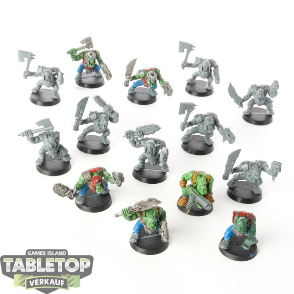 Orks - 14x Ork Boyz (Classic) Teile fehlen - teilweise bemalt