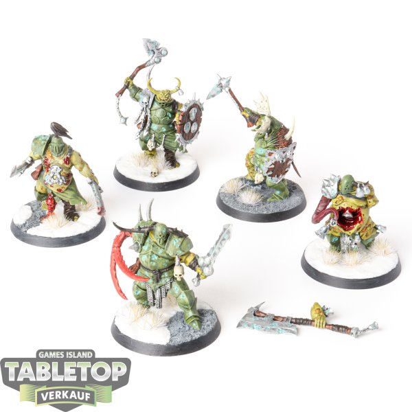 Maggotkin of Nurgle - 5x Putrid Blightkings - bemalt