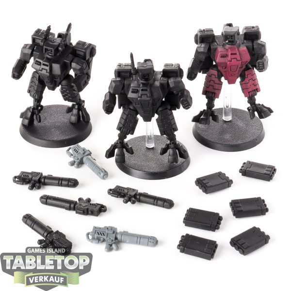 Tau Empire - 3 x XV8 Crisis Battlesuit Team klassisch - teilweise bemalt