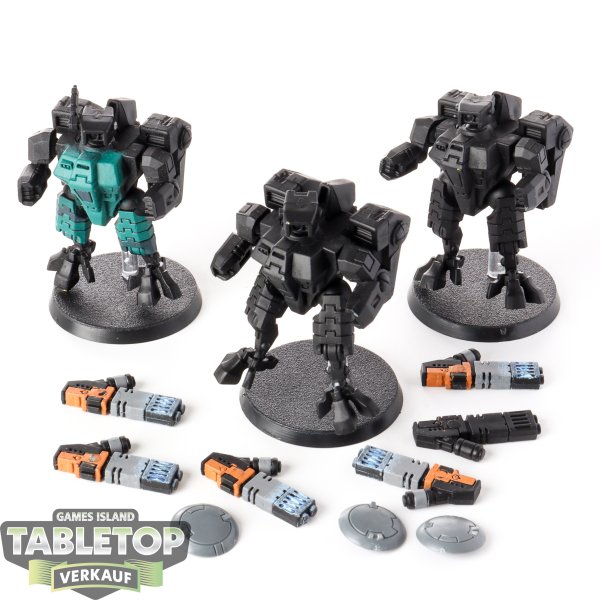 Tau Empire - 3 x XV8 Crisis Battlesuit Team klassisch - teilweise bemalt