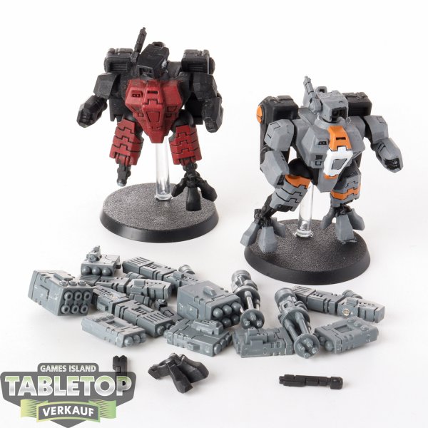 Tau Empire - 2 x XV8 Crisis Battlesuit Team klassisch - teilweise bemalt