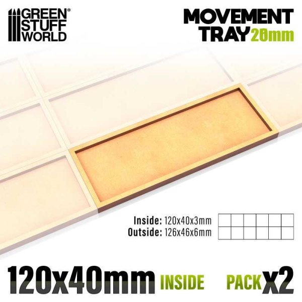 Green Stuff World - MDF Movement Trays 120x40mm