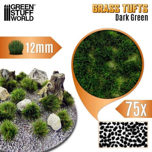 Green Stuff World - Static Grass Tufts 12 mm - Dark Green