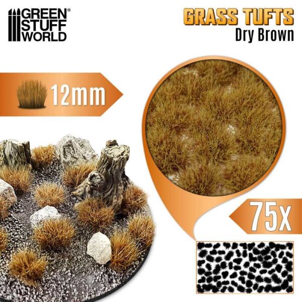 Green Stuff World - Static Grass Tufts 12 mm - Dry Brown