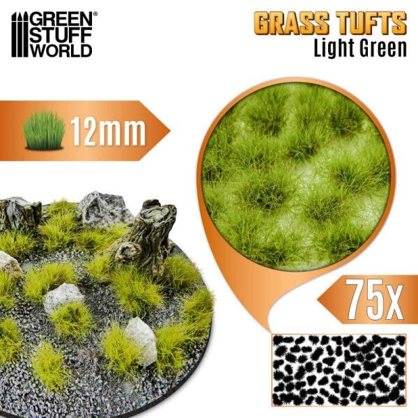 Green Stuff World - Static Grass Tufts 12 mm - Light Green