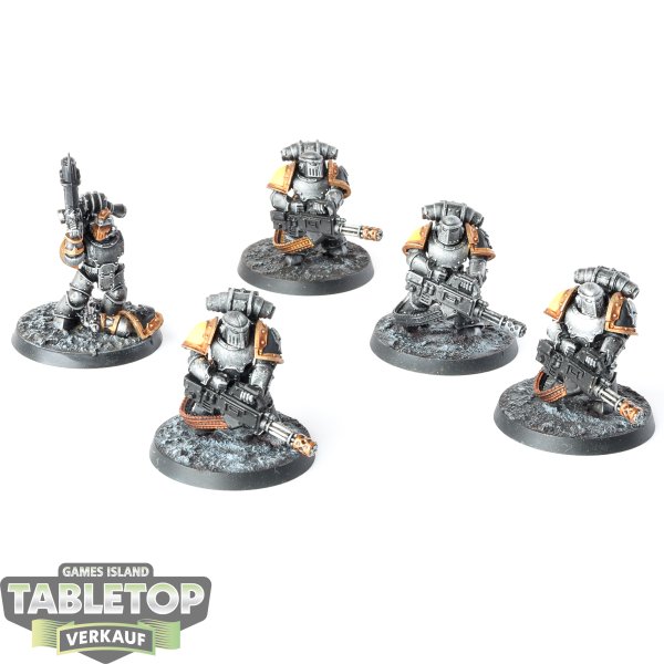 Horus Heresy - 5x MKIII Iron Warriors with Heavy Weapons/ Havocs - bemalt