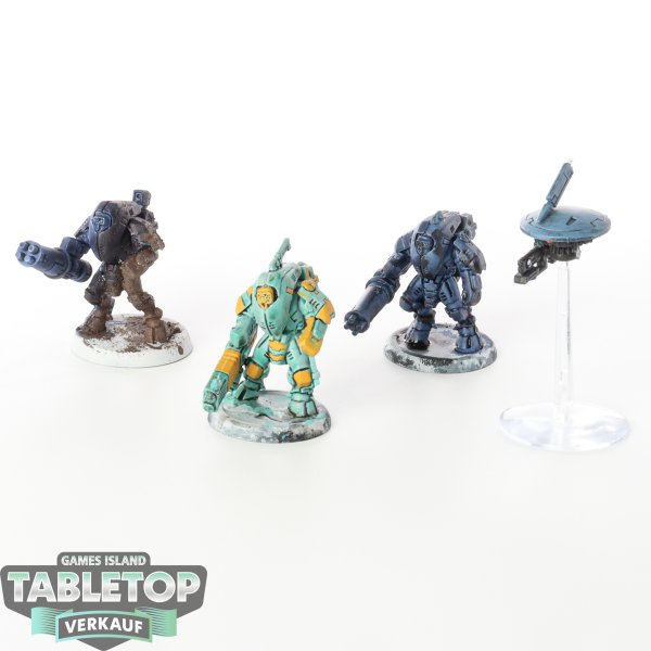 Tau Empire - XV25 Stealth Battlesuits - teilweise bemalt