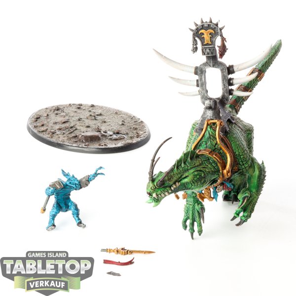 Seraphon - Saurus Oldblood on Troglodon - bemalt