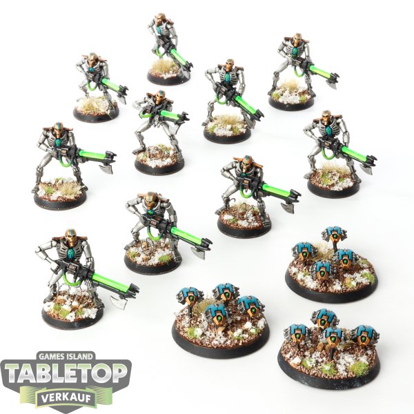 Necrons - 10 Necron Warriors & 3 Scarabs klassisch - bemalt