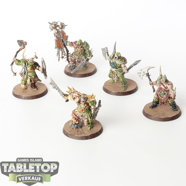 Maggotkin of Nurgle - 5x Putrid Blightkings - bemalt