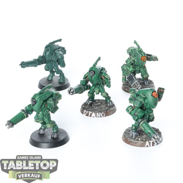 Tau Empire - 5x XV25 Stealth Battlesuits - bemalt