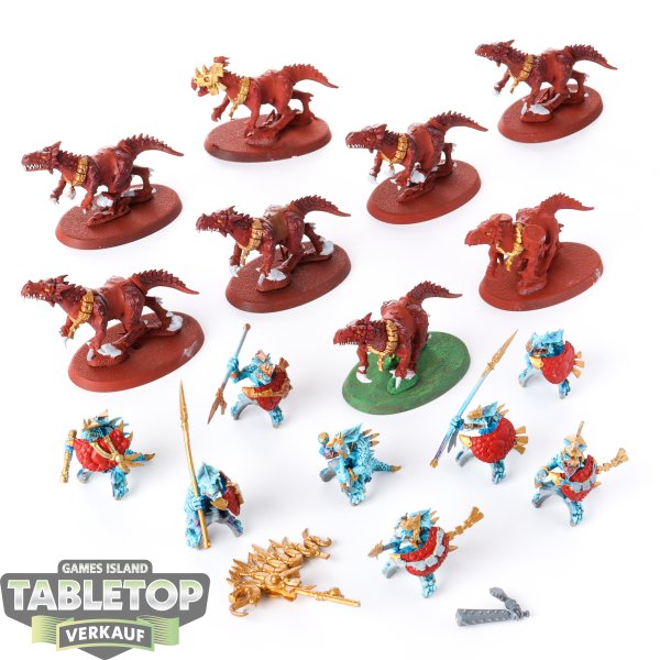 Seraphon - 8 Saurus Knights - teilweise bemalt