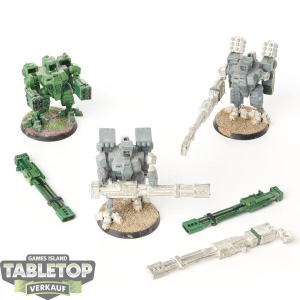 Tau Empire - 3 x XV88 Broadside Battlesuit klassisch - teilweise bemalt