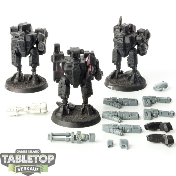 Tau Empire - 3 x XV8 Crisis Battlesuit Team klassisch - teilweise bemalt